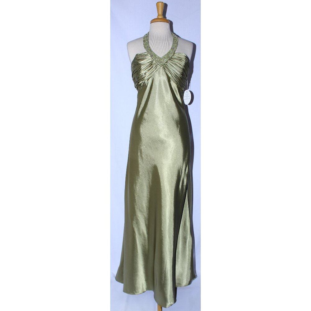 NWOT Poly USA #5578 Satin Formal Evening or Prom Gown-Size 2X-OLIVE GREEN